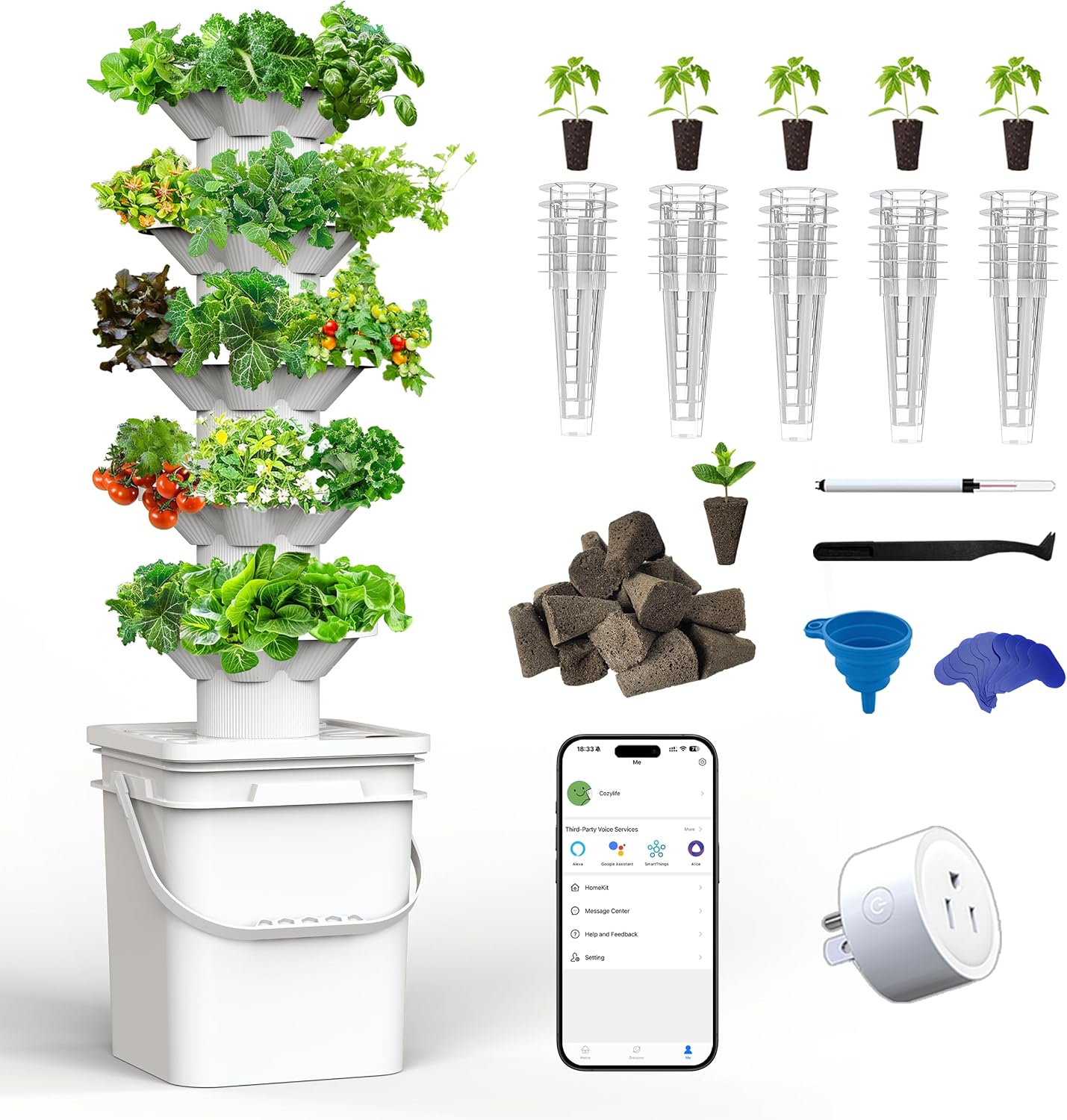 Indoor Garden Kit - Zestaw do uprawy hydroponicznej, 5-warstwowa wieża