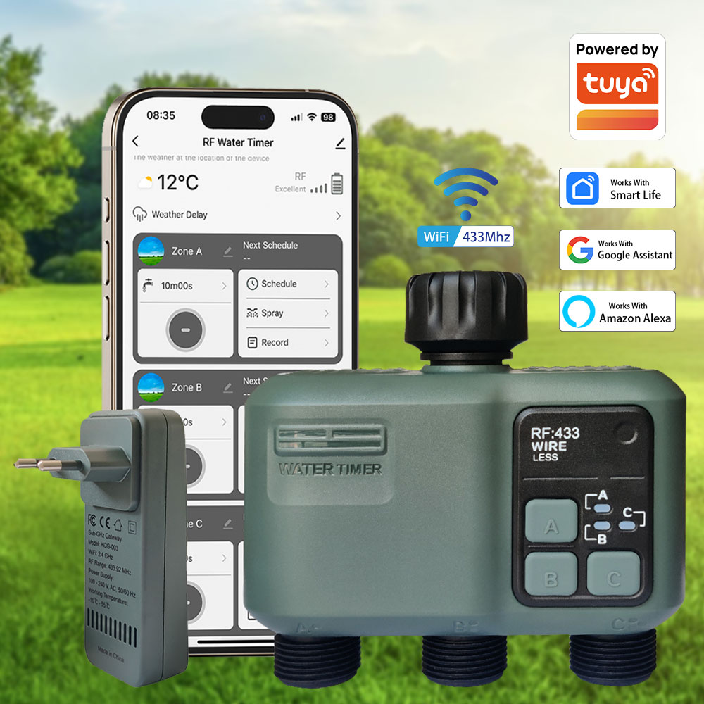 Smart Garden Kit - Tuya Wifi+RF433 3-wyjściowy Timer Wodny Ogrodowy