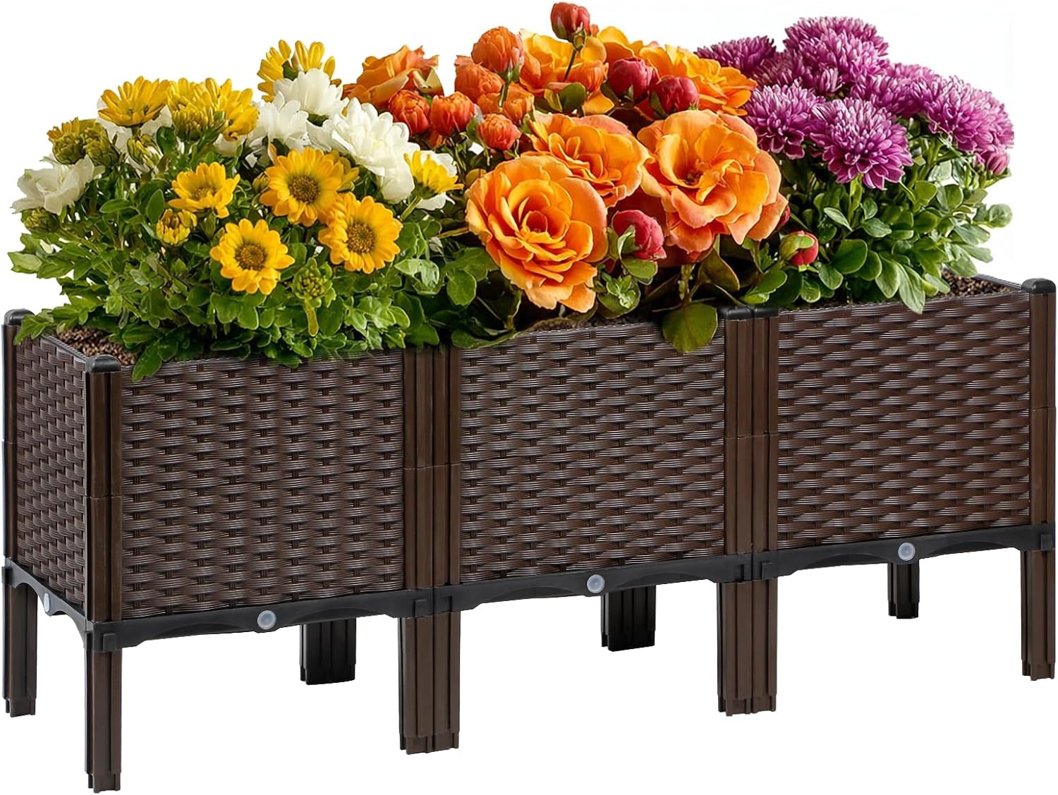 Self Watering Planter - Zewnętrzna doniczka rattanowa do ogrodu, naturalny