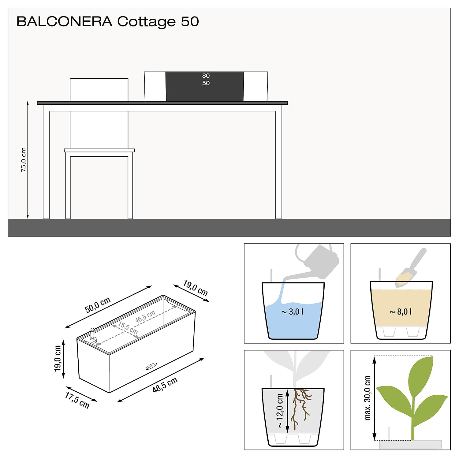 BALCONERA Cottage 50 Mocha, sa – Self Watering Planter recenzja i cena